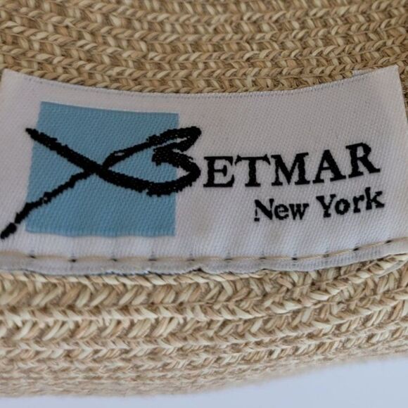 Vintage Betmar New York #166 Floppy Paper Sun Hat Flexible Tan‎ Metal Logo Sz - Picture 5 of 10